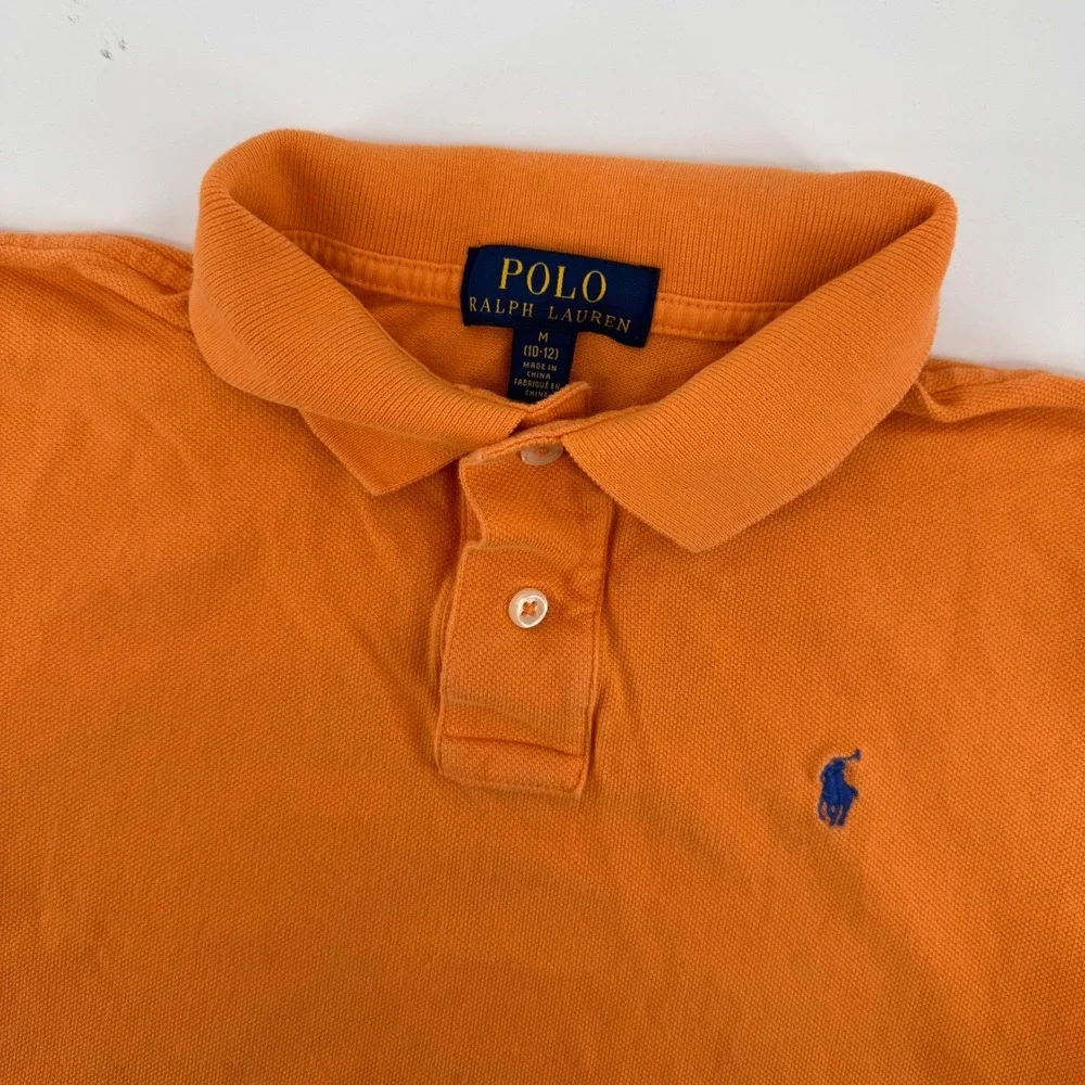 Polo Ralph Lauren Kids Medium 10 -12 Orange Short Sleeve Shirt Embroidered‎ Pony